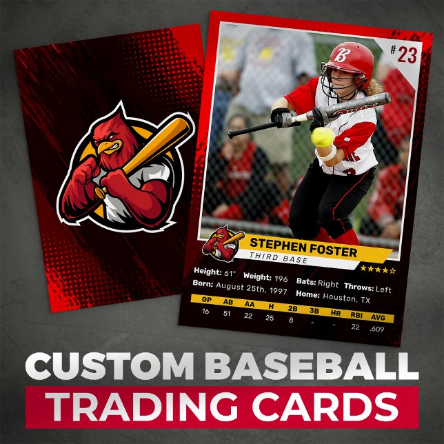 Red Baseball Trading Card Photo Baseball Logo (Creator Uploaded)