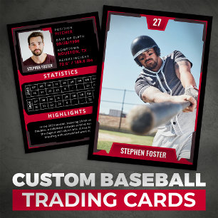 Red Baseball Trading Card - Player Profile