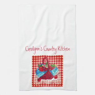 Red Basket of Cherries Kitchen Towel by Artist