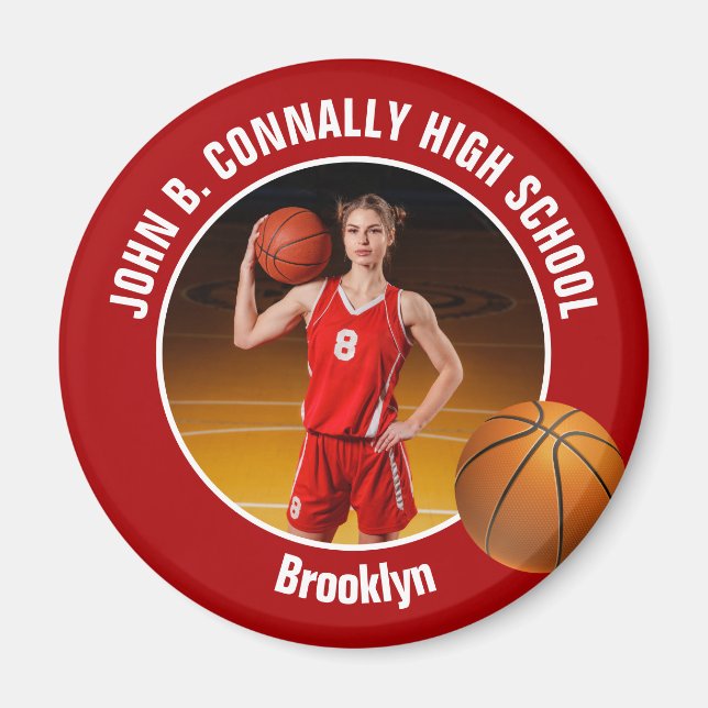 Red Basketball Player High School Photo Magnet (Front)