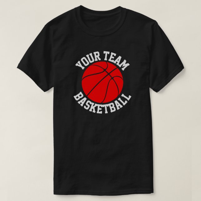Red Basketball Team, Player & Jersey Number Sports T-Shirt (Design Front)