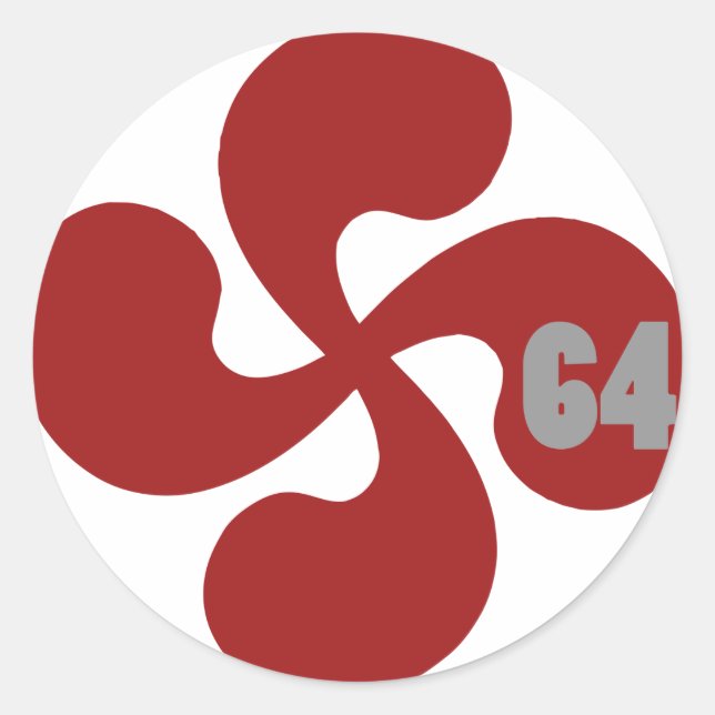Red Basque Cross 64 Lauburu Classic Round Sticker (Front)
