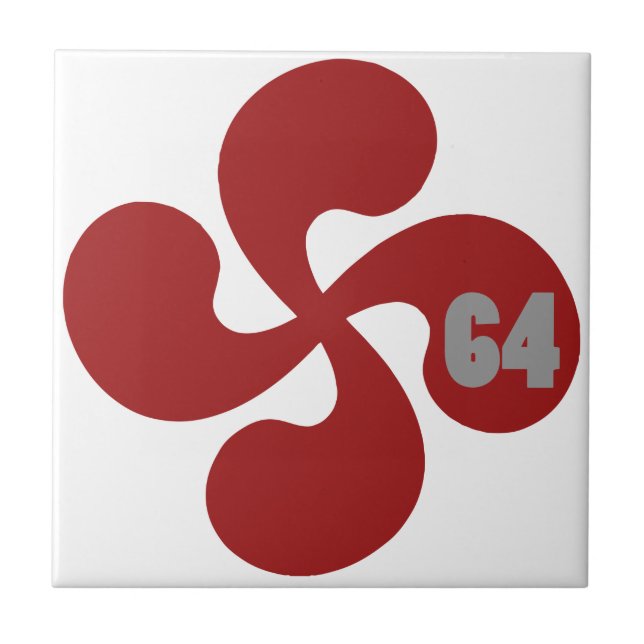 Red Basque Cross 64 Lauburu Tile (Front)