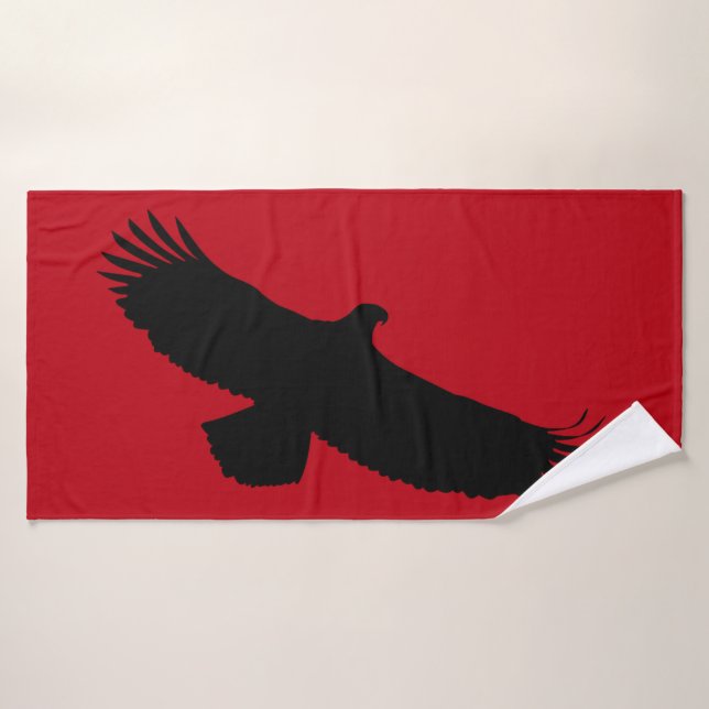Red Bath Towel with Eagle Flying - Choose Colour (Bath Towel)