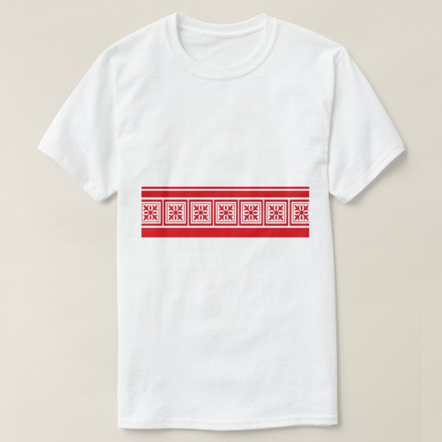 Red  Batik Flower   T-Shirt (Design Front)