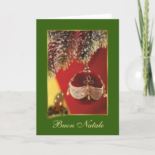 Red bauble, Italian spruce Christmas Holiday Card