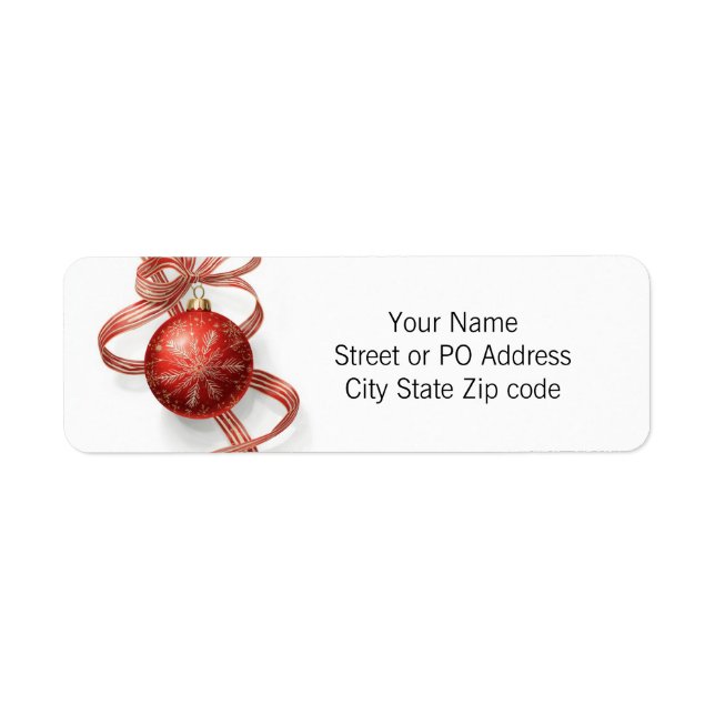Red Bauble Ornament Gold Snowflake Ribbon (Front)