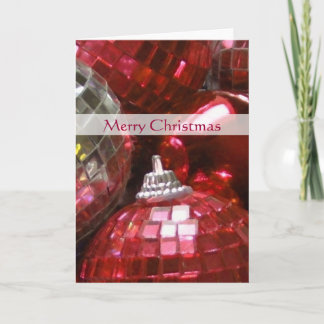 Red Baubles 'Merry Christmas' card portrait
