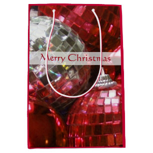 Red Baubles Merry Christmas gift bag medium