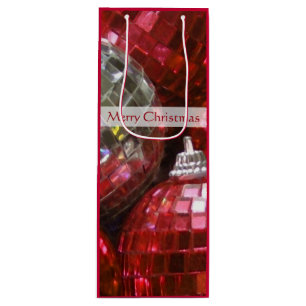 Red Baubles Merry Christmas gift bag wine
