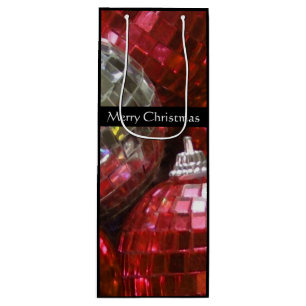 Red Baubles Merry Christmas gift bag wine black