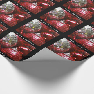 Red Baubles Merry Christmas wrapping paper black