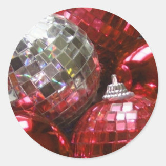 Red Baubles round sticker