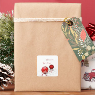 Red Baubles Season's Greetings Sticker