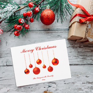 Red Baubles with Merry Christmas customisable card