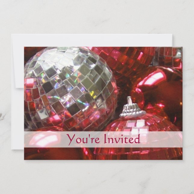Red Baubles 'You're Invited' invitation (Front)