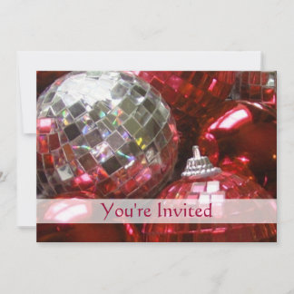 Red Baubles 'You're Invited' invitation