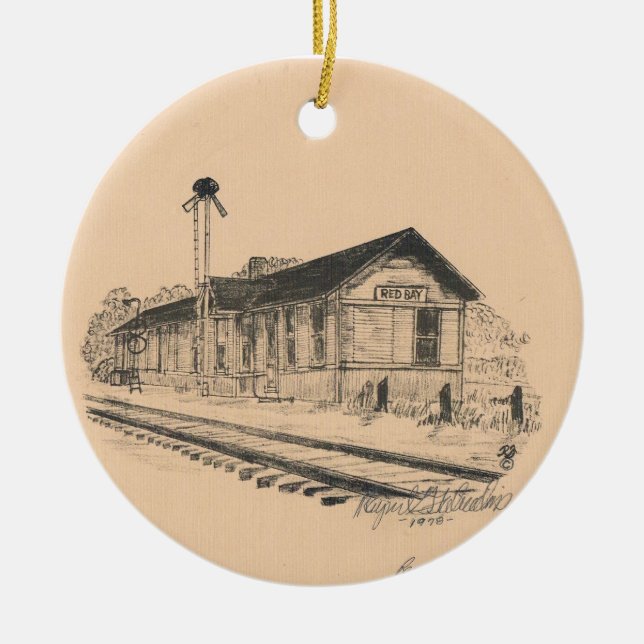 Red Bay Depot Ceramic Ornament (Front)