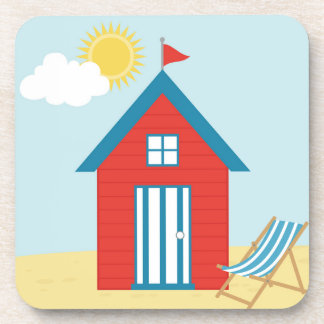 Red Beach Hut Coaster