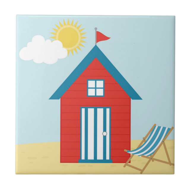 Red Beach Hut Tile (Front)