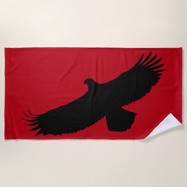 Red Beach Towel with Eagle - Choose Colour (Front)