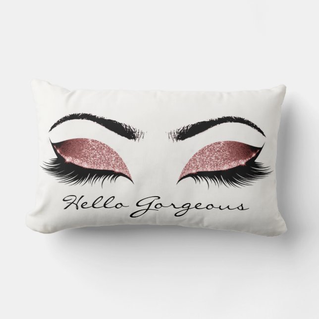 Red Bean Rose Makeup Lashes Hello Gorgeous Lumbar Cushion (Front)