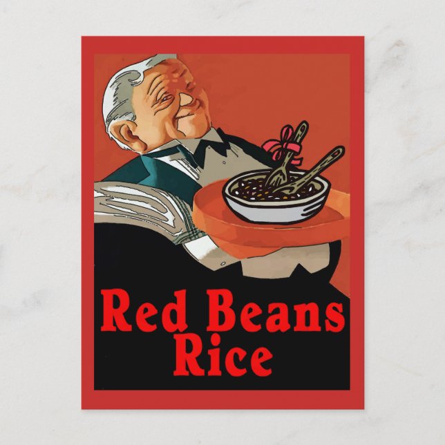 Red Beans & Rice ,vintage waiter Postcard (Front)