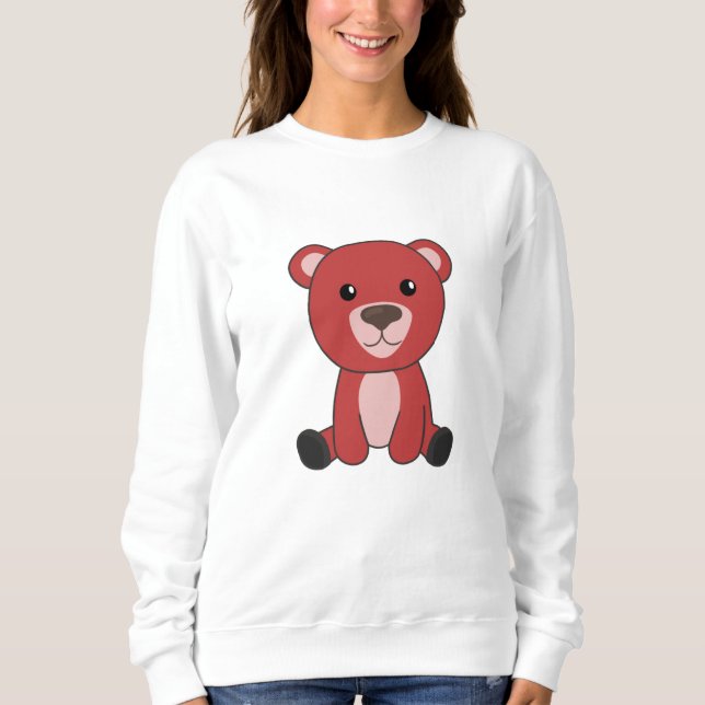 Red Bear Colourful Bear Cute Animals Teddy Sweatshirt (Front)