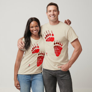Red Bear Paws (Front & Back) - Long Sleeve Tee