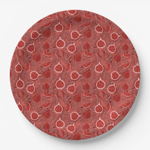 Red beautiful fig fruit pattern paper plate
