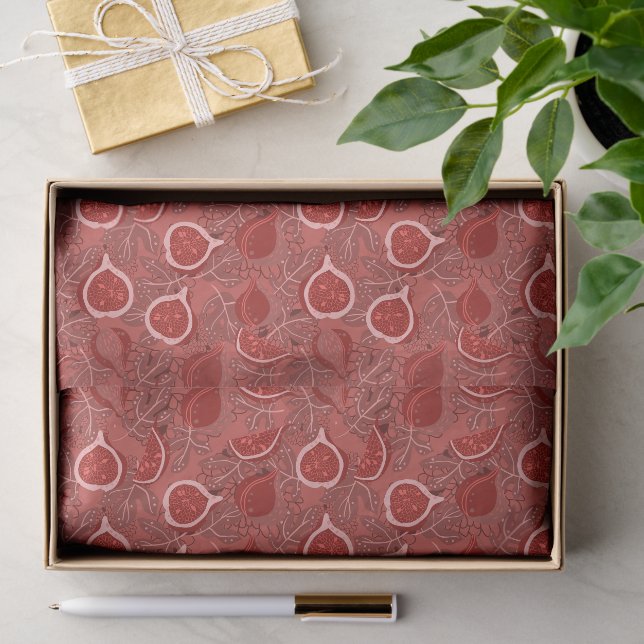 Red beautiful fig fruit pattern tissue paper (Gift)