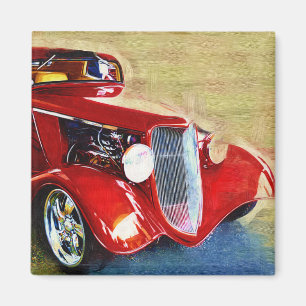 Red Beauty - Classic Collector's Car Magnet