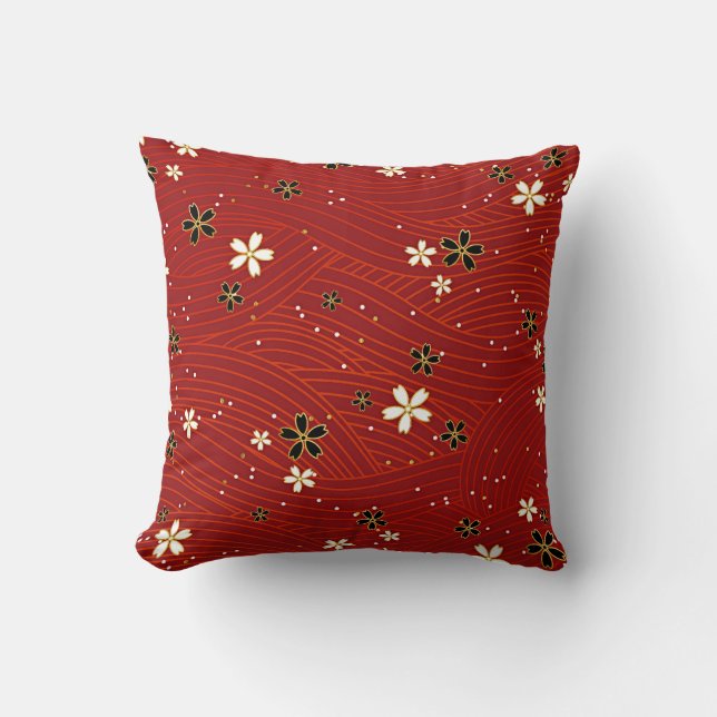 Red Beauty floral pattern Cushion (Front)