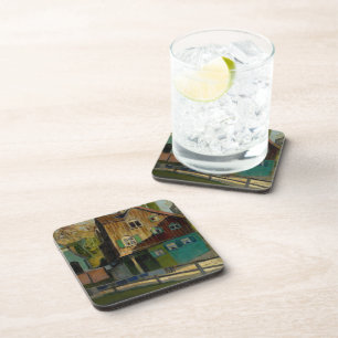 Red Bedding by Grant Wood Coaster