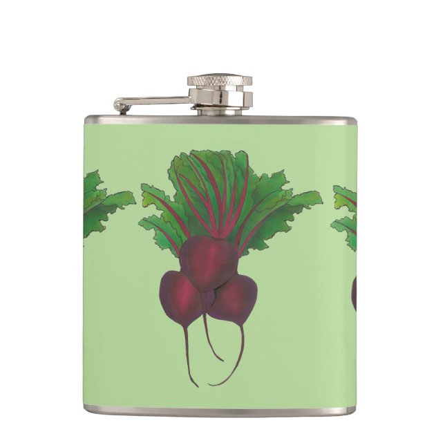 Red Beet Bunch Vegetable Garden Cooking Food Vegan Hip Flask (Front)