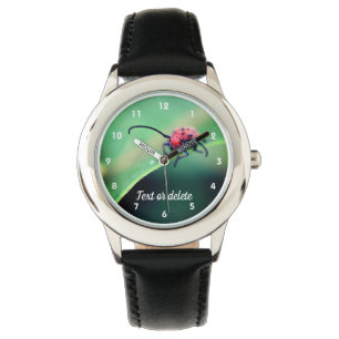 Red Beetle Insect Close Up Personalised  Watch