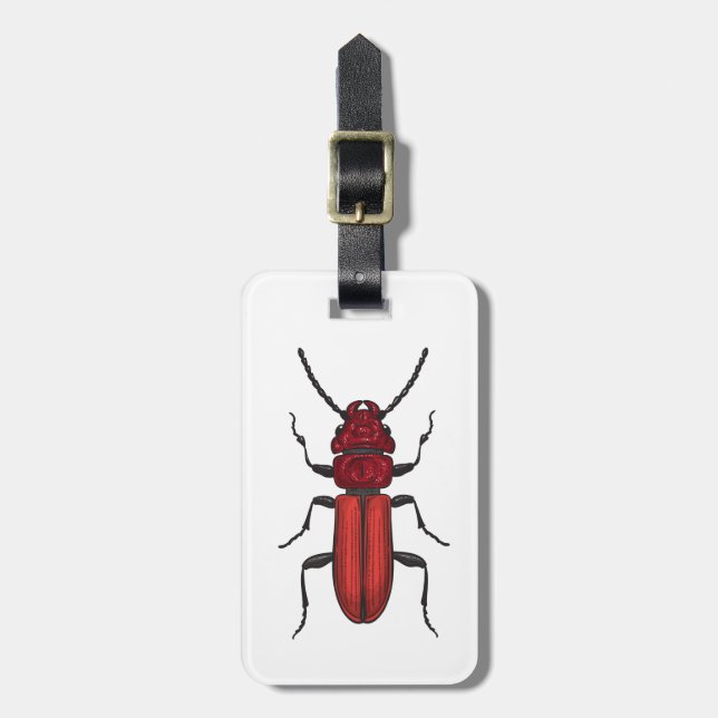 Red beetle luggage tag (Front Vertical)