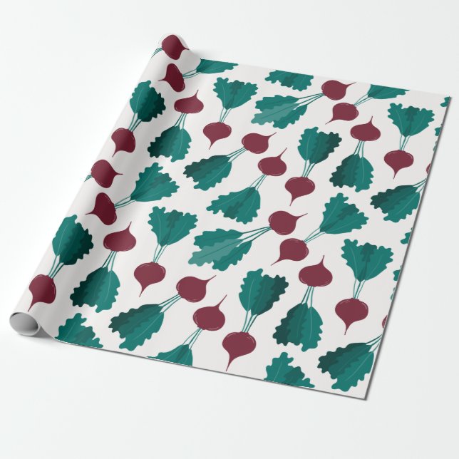 Red Beets Seamless Pattern Wrapping Paper (Unrolled)