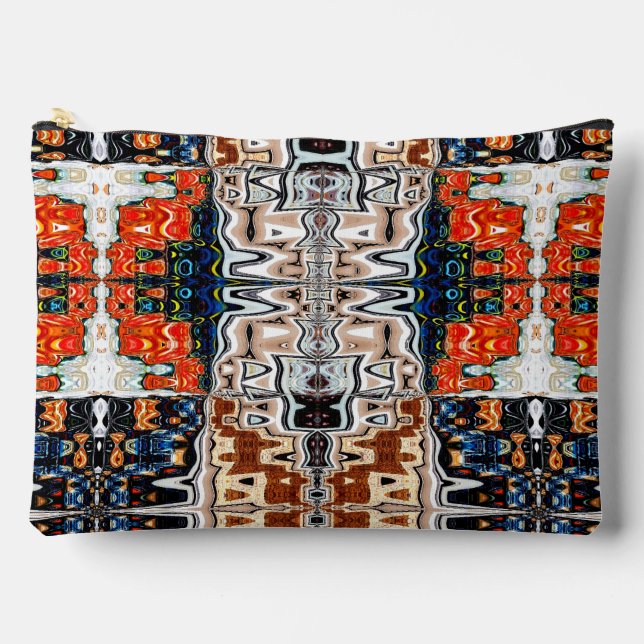 Red, Beige and Blue Abstract Accessory Bag  (Front)