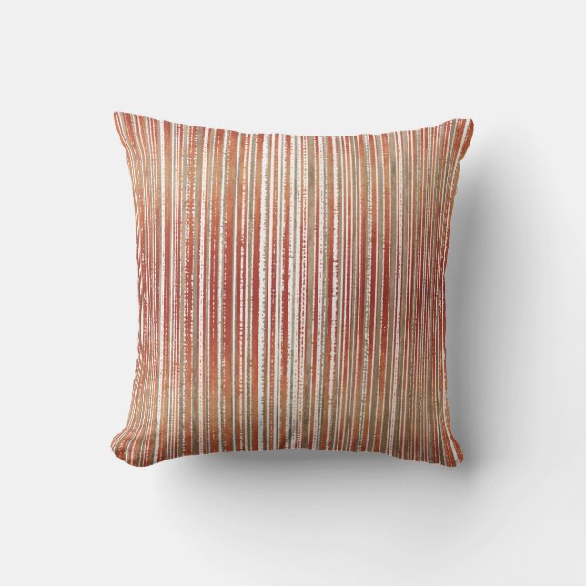 Red, Beige, and White Striped Pattern Cushion (Front)