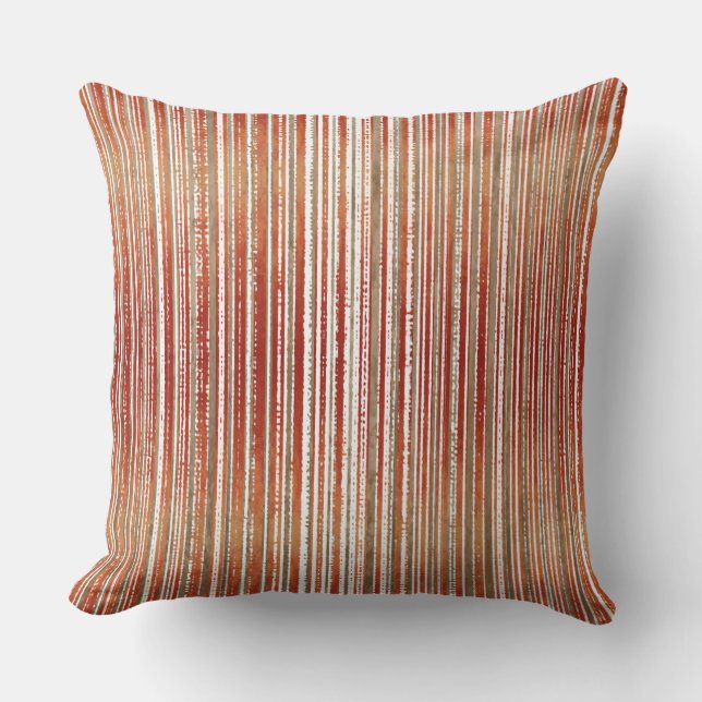 Red, Beige, and White Striped Pattern Cushion (Front)