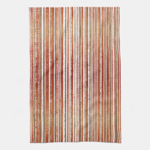 Red, Beige, and White Striped Pattern Tea Towel