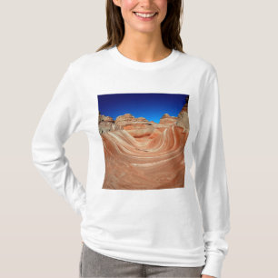 Red, Beige and yellow striping in wind  and T-Shirt