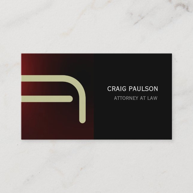 Red Beige Black Monogram Attorney Business Card (Front)