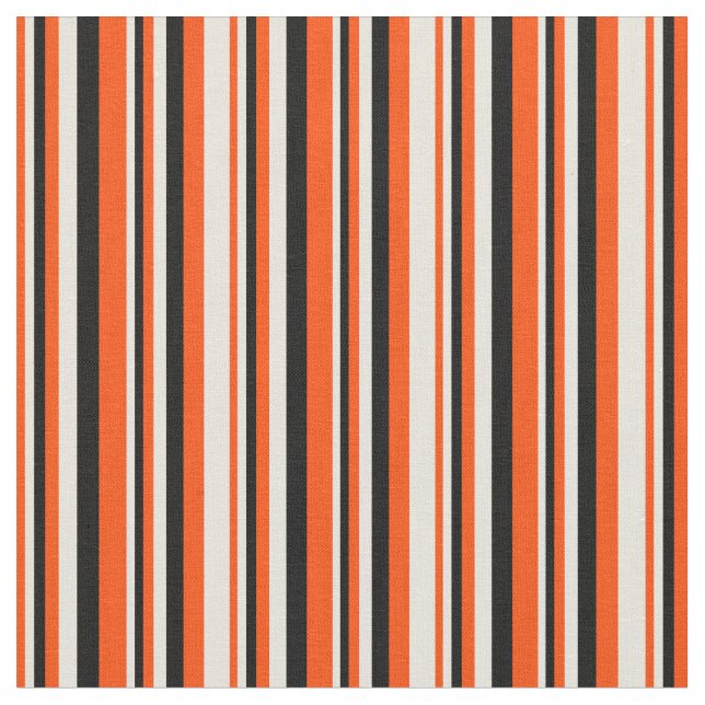 Red, Beige & Black Striped/Lined Pattern Fabric (Close Up)