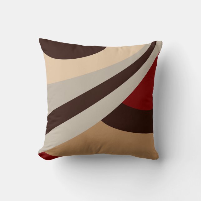 Red, Beige, Brown Modern Design Cushion (Front)