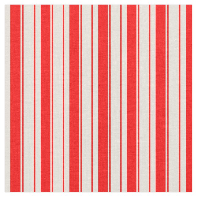 Red & Beige Coloured Pattern of Stripes Fabric (Close Up)