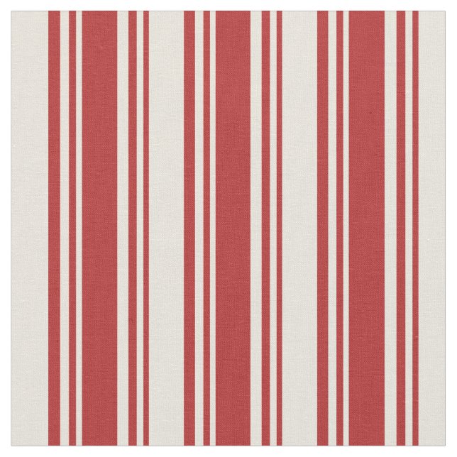 Red & Beige Coloured Stripes/Lines Pattern Fabric (Close Up)