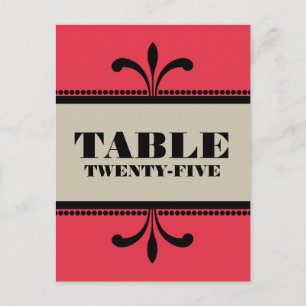 Red/Beige Fancy Art Deco Table Number Postcard