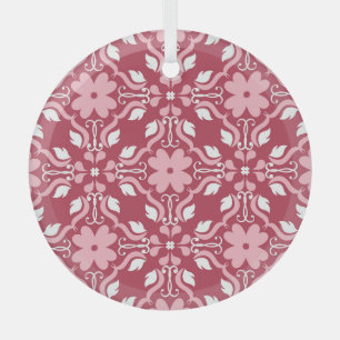 Red, beige floral, seamless wallpaper pattern. glass tree decoration
